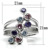Lorna Cocktail Ring - Rhodium Brass, AAA CZ , Multi Color - 3W290 - Alamode