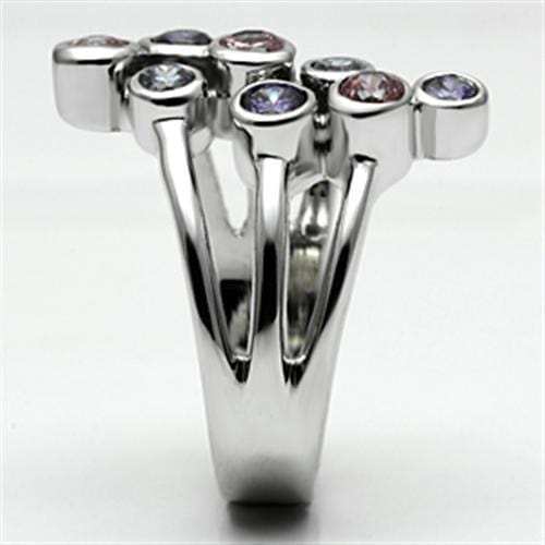 Lorna Cocktail Ring - Rhodium Brass, AAA CZ , Multi Color - 3W290 - Alamode - Flyclothing LLC