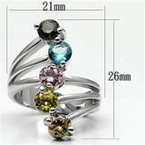 Lyra Cocktail Ring - Rhodium Brass, AAA CZ , Multi Color - 3W291 - Alamode - Flyclothing LLC