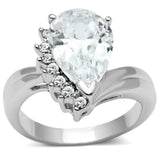 3W292 - Rhodium Brass Ring with AAA Grade CZ  in Clear - Alamode