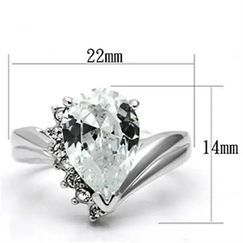 3W292 - Rhodium Brass Ring with AAA Grade CZ in Clear - Alamode - Flyclothing LLC