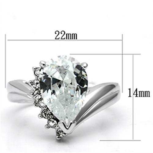 3W292 - Rhodium Brass Ring with AAA Grade CZ in Clear - Alamode - Flyclothing LLC