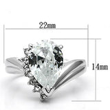 3W292 - Rhodium Brass Ring with AAA Grade CZ  in Clear - Alamode