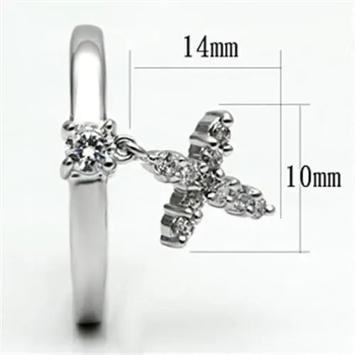 3W293 - Rhodium Brass Ring with AAA Grade CZ in Clear - Alamode - Flyclothing LLC