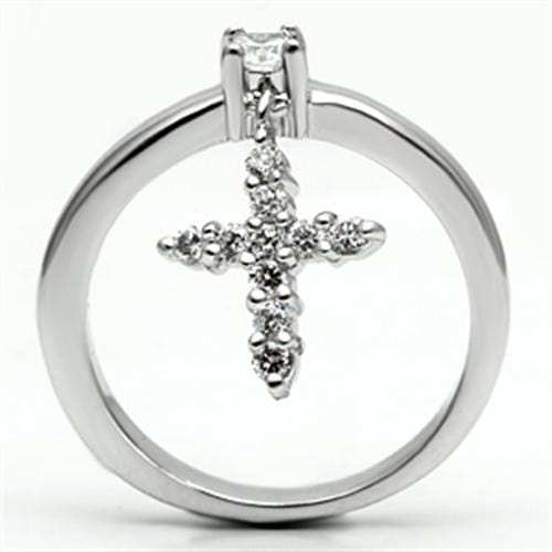 3W293 - Rhodium Brass Ring with AAA Grade CZ in Clear - Alamode - Flyclothing LLC