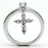 3W293 - Rhodium Brass Ring with AAA Grade CZ  in Clear - Alamode