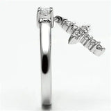 3W293 - Rhodium Brass Ring with AAA Grade CZ in Clear - Alamode - Flyclothing LLC