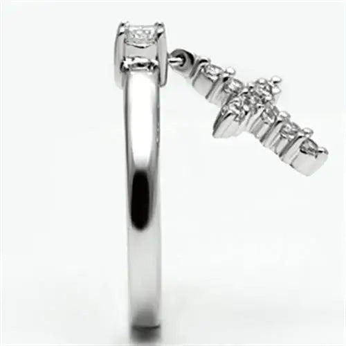 3W293 - Rhodium Brass Ring with AAA Grade CZ in Clear - Alamode - Flyclothing LLC