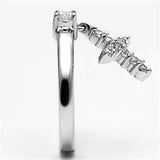 3W293 - Rhodium Brass Ring with AAA Grade CZ  in Clear - Alamode