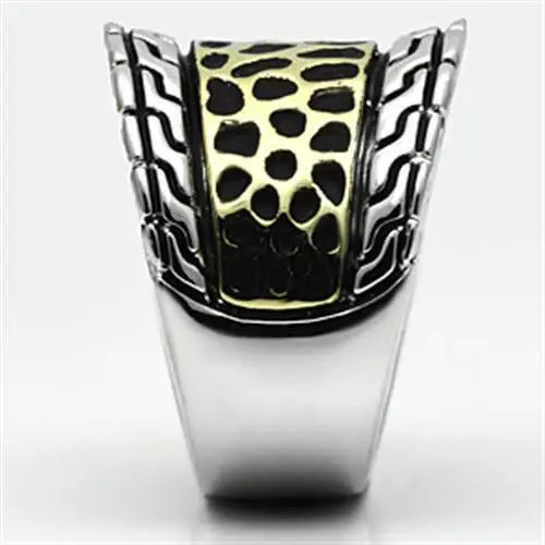 3W296 - Reverse Two-Tone Brass Ring with No Stone - Alamode - Flyclothing LLC