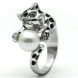 3W297 - Rhodium Brass Ring with Synthetic Pearl in White - Alamode - Flyclothing LLC