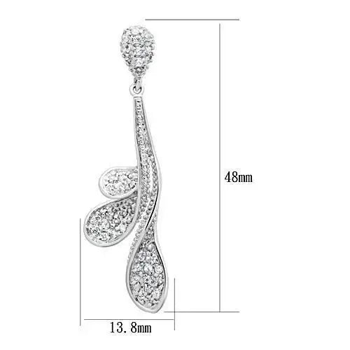 3W299 - Rhodium Brass Earrings with AAA Grade CZ in Clear - Alamode - Flyclothing LLC