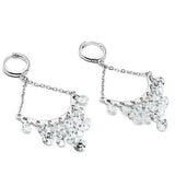 3W300 - Rhodium Brass Earrings with AAA Grade CZ  in Clear - Alamode