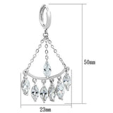 3W301 - Rhodium Brass Earrings with AAA Grade CZ  in Clear - Alamode