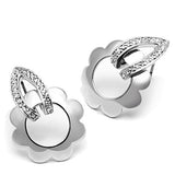 3W302 - Rhodium Brass Earrings with AAA Grade CZ  in Clear - Alamode