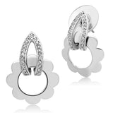 3W302 - Rhodium Brass Earrings with AAA Grade CZ in Clear - Alamode - Flyclothing LLC
