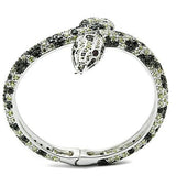 3W303 - Rhodium + Ruthenium Brass Bangle with AAA Grade CZ  in Multi Color - Alamode