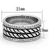 3W306 - Rhodium Brass Ring with AAA Grade CZ  in Clear - Alamode
