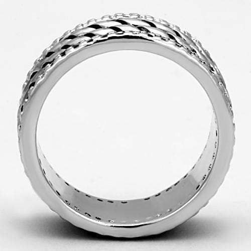 3W306 - Rhodium Brass Ring with AAA Grade CZ in Clear - Alamode - Flyclothing LLC