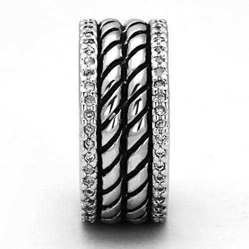 3W306 - Rhodium Brass Ring with AAA Grade CZ in Clear - Alamode - Flyclothing LLC