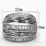 3W307 - Rhodium Brass Ring with AAA Grade CZ  in Clear - Alamode