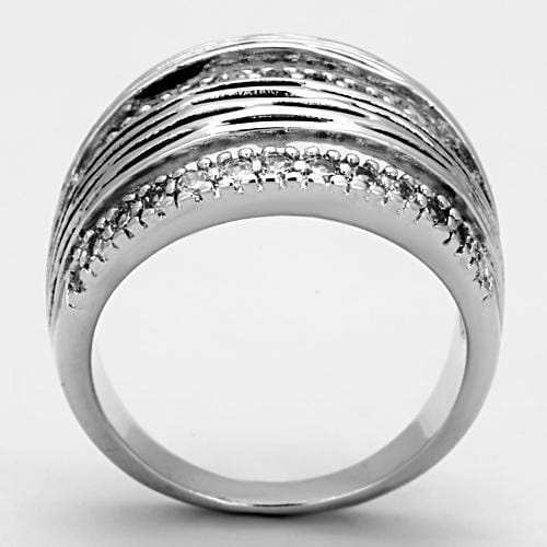 3W307 - Rhodium Brass Ring with AAA Grade CZ in Clear - Alamode - Flyclothing LLC