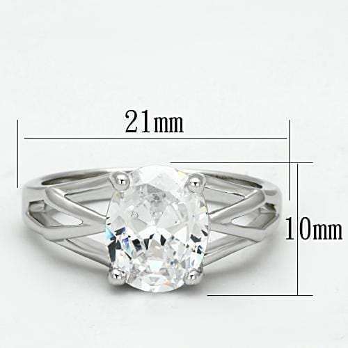 3W308 - Rhodium Brass Ring with AAA Grade CZ in Clear - Alamode - Flyclothing LLC