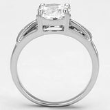 3W308 - Rhodium Brass Ring with AAA Grade CZ  in Clear - Alamode