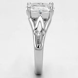 3W308 - Rhodium Brass Ring with AAA Grade CZ  in Clear - Alamode
