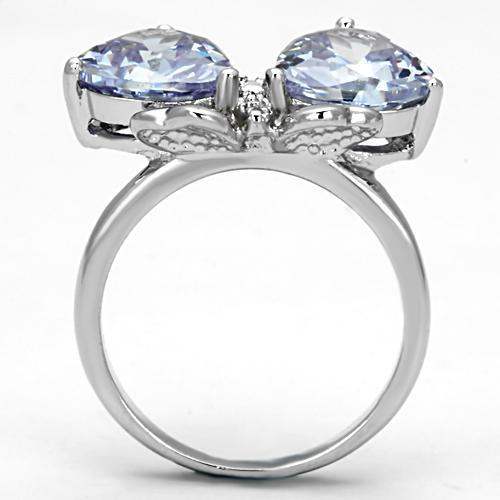 3W309 - Rhodium Brass Ring with AAA Grade CZ in Light Amethyst - Alamode - Flyclothing LLC