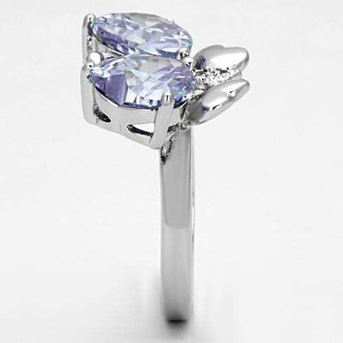 3W309 - Rhodium Brass Ring with AAA Grade CZ in Light Amethyst - Alamode - Flyclothing LLC