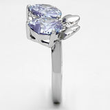 3W309 - Rhodium Brass Ring with AAA Grade CZ  in Light Amethyst - Alamode