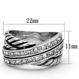 3W311 - Rhodium Brass Ring with Top Grade Crystal  in Clear - Alamode