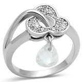 3W312 - Rhodium Brass Ring with AAA Grade CZ in Clear - Alamode - Flyclothing LLC