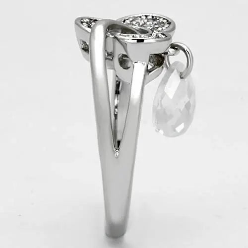 3W312 - Rhodium Brass Ring with AAA Grade CZ in Clear - Alamode - Flyclothing LLC