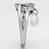 3W312 - Rhodium Brass Ring with AAA Grade CZ  in Clear - Alamode