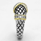 3W314 - Reverse Two-Tone Brass Ring with AAA Grade CZ in Clear - Alamode - Flyclothing LLC
