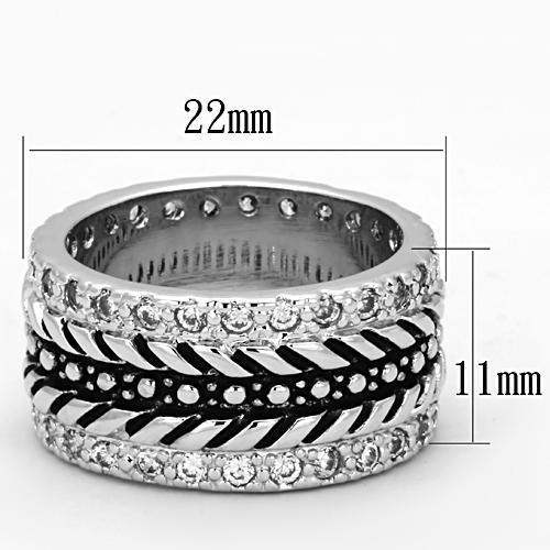 3w315 - Rhodium Brass Ring with AAA Grade CZ in Clear - Alamode - Flyclothing LLC