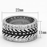 3w315 - Rhodium Brass Ring with AAA Grade CZ  in Clear