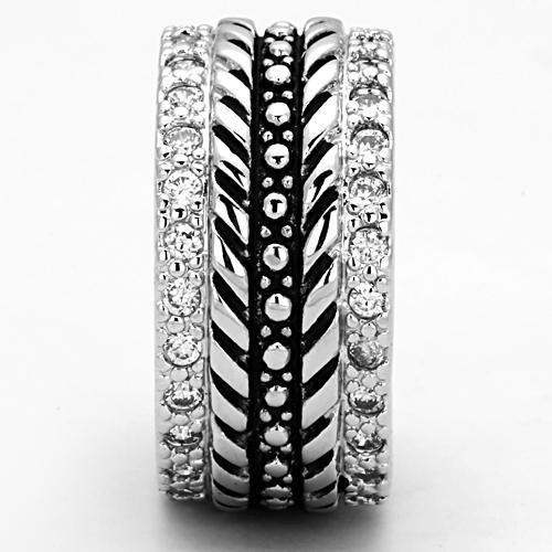 3w315 - Rhodium Brass Ring with AAA Grade CZ in Clear - Alamode - Flyclothing LLC