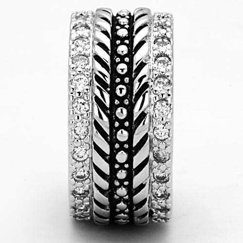 3w315 - Rhodium Brass Ring with AAA Grade CZ in Clear - Alamode - Flyclothing LLC