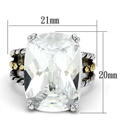3w316 - Reverse Two-Tone Brass Ring with AAA Grade CZ in Clear - Alamode - Flyclothing LLC