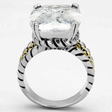 3w316 - Reverse Two-Tone Brass Ring with AAA Grade CZ in Clear - Alamode - Flyclothing LLC