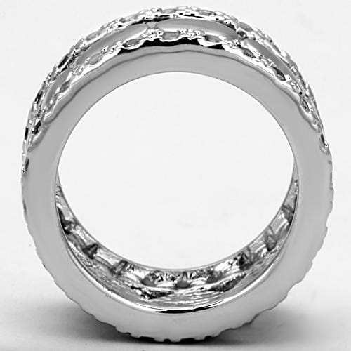 3w319 - Rhodium Brass Ring with AAA Grade CZ in Clear - Alamode - Flyclothing LLC