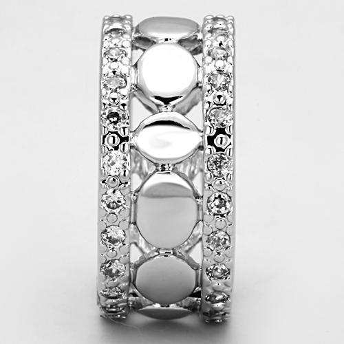 3w319 - Rhodium Brass Ring with AAA Grade CZ in Clear - Alamode - Flyclothing LLC