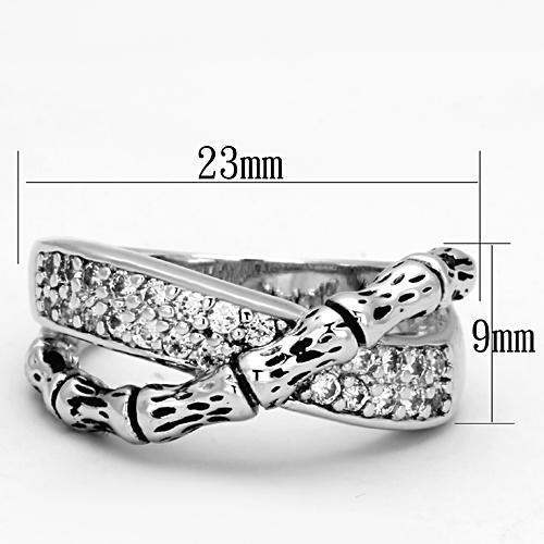 3W320 - Rhodium Brass Ring with AAA Grade CZ in Clear - Alamode - Flyclothing LLC