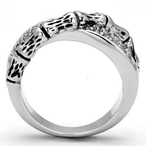 3W320 - Rhodium Brass Ring with AAA Grade CZ in Clear - Alamode - Flyclothing LLC