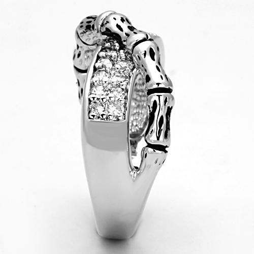 3W320 - Rhodium Brass Ring with AAA Grade CZ in Clear - Alamode - Flyclothing LLC