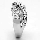 3W320 - Rhodium Brass Ring with AAA Grade CZ  in Clear - Alamode