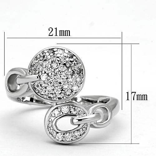 3W321 - Rhodium Brass Ring with AAA Grade CZ in Clear - Alamode - Flyclothing LLC